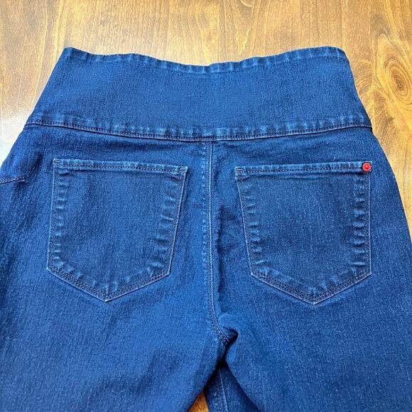 Spanx Signature Straight Dark Wash High Rise Ankle Blue Jean Side Zip Size M - Picture 10 of 10